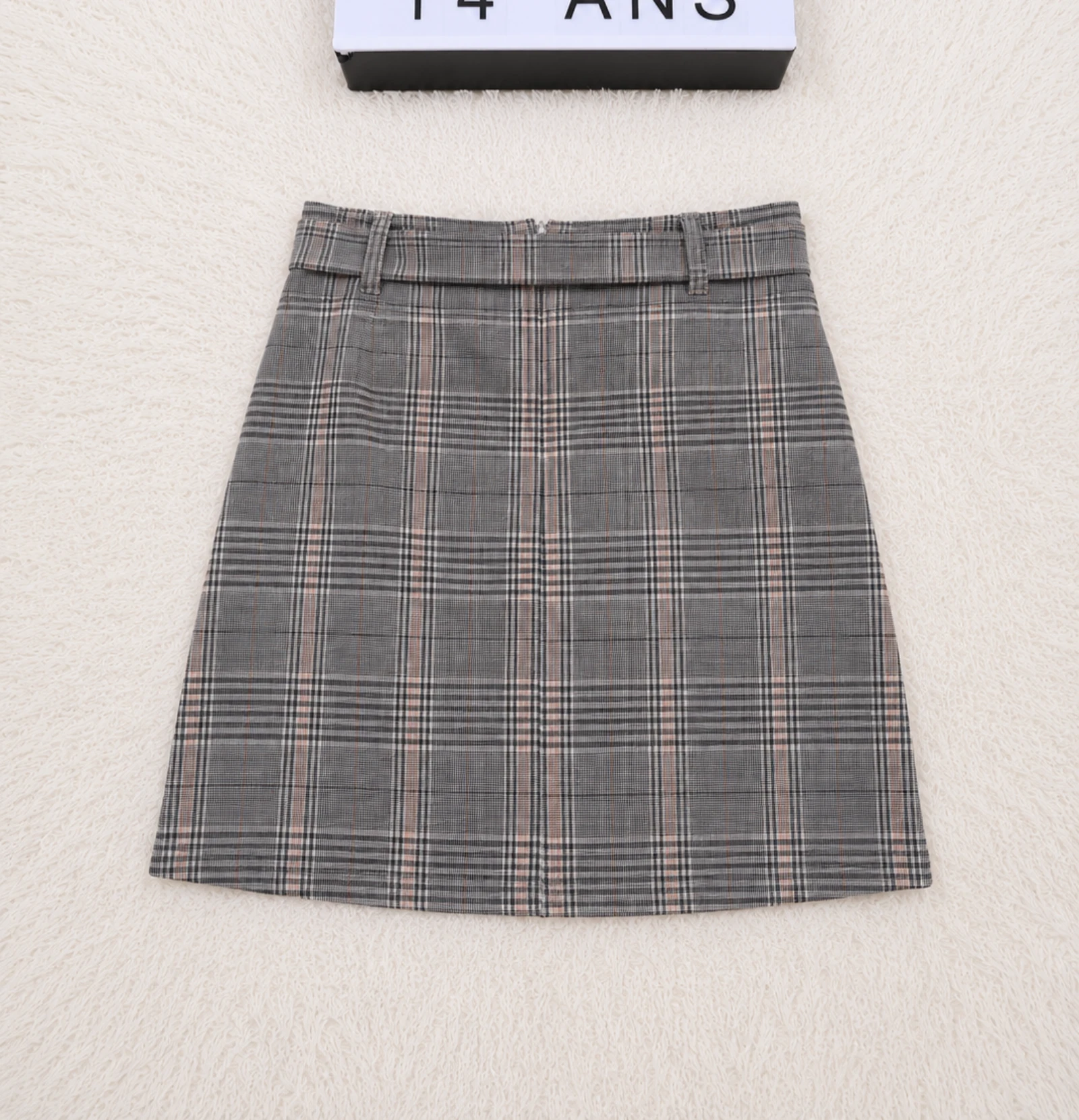 Gray plaid skirt with belt – Size S 14 years 👒 – photo 5